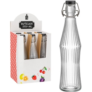 Chomik Стъклена бутилка 1150ml кръгла с механичен затвор 67151 (IDE0581)