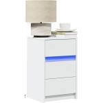vidaXL Нощно шкафче с LED осветление, бяло, инженерно дърво (852012)