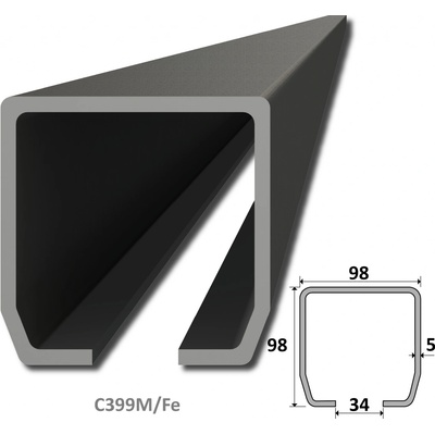 C profil 98 x 98 x 5 x 3000 mm, čierny Fe