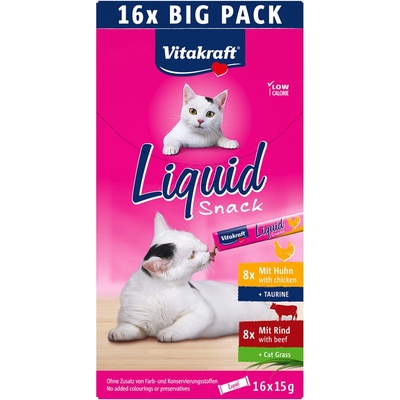 Vitakraft Cat Liquid Snack kura a hovädzie 16 x 15 g