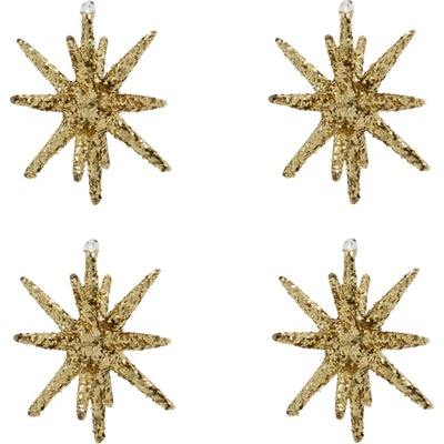 House Doctor Vianočná ozdoba Spike Small Brown Glitter – set 4 ks