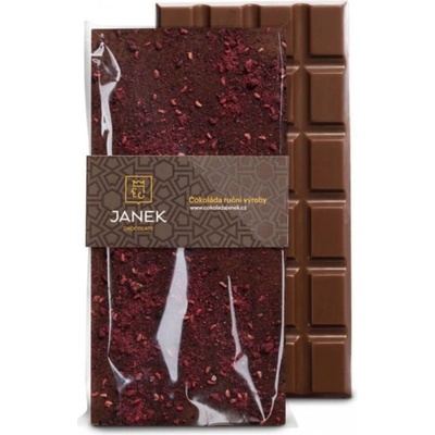 Čokoládovňa Janek Mliečna čokoláda s drvenými lyofilizovanými malinami a ostružinami 85 g