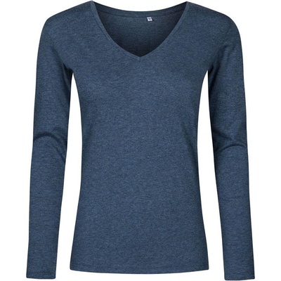 Promodoro 1560 Dámske tričko s dl. rukávom a výstrihom do V - X.O modrá heather navy