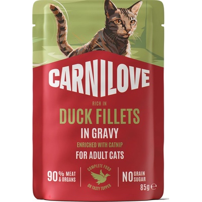 CARNILOVE Cat POUCH GRAVY rich in Duck enriched with Catnip 85 g
