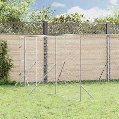 vidaXL Venkovní psí kotec stříbrný 600 x 1000 x 200 cm