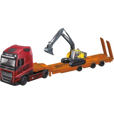 Bburago Kamion Construction Volvo FH16 Globetrotter 750XXL s bagrom Volvo EC220E 1:43