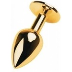 Toyfa Golden anal plug TOYFA Metal, with a tourmaline colored gem