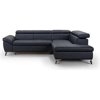 COTTA Разтегателен кожен ъглов диван salerno ii, десен, черен (ct0069)