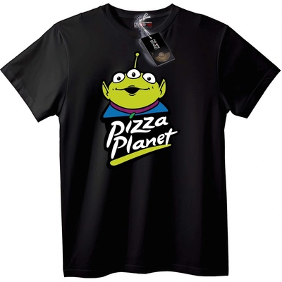 NOONEBRAND Тениска Pizza Planet Извънземен - 3XL, Black