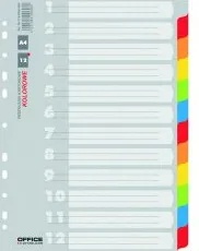 Office Products Разделител картон А4 12 цвята