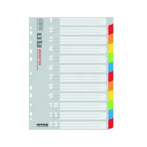 Office Products Разделител картон А4 12 цвята