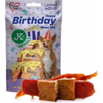 JK ANIMALS narodeninový mäsový Mix kačacie mäso králičie filety a mäso z lososa 80 g