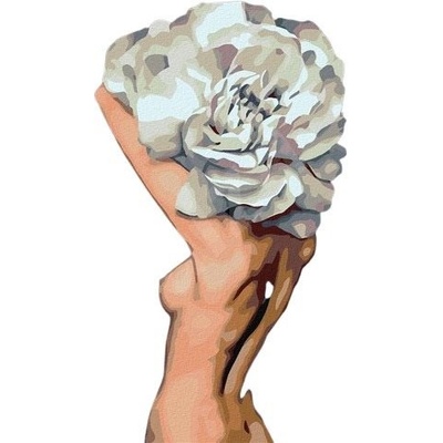 Zuty Malování podle číselNahá žena za velkým květem 80 x 100 cm bez rámu a bez vypnutí plátna 8596530002109