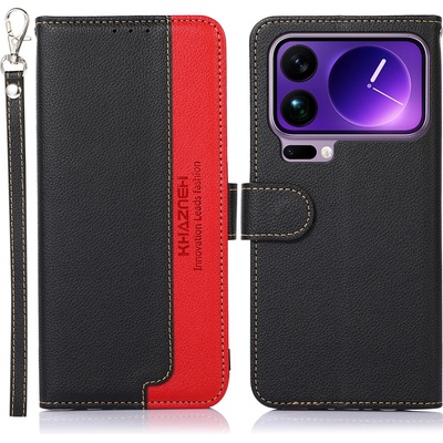 Xiaomi KHAZNEH Кожен Калъф за Xiaomi 17 Pro - Личи текстура, RFID защита, С ремък, 4 цвята
