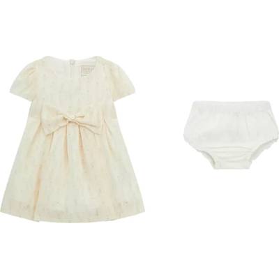 Guess Разкроена рокля в цвят екрю за бебе момиче Guess