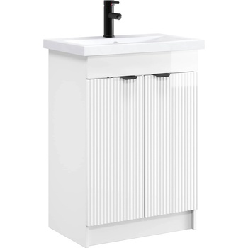 vidaXL Комплект мебели за баня Бял гланц 56 x 37, 5 x 81 см (3404148)