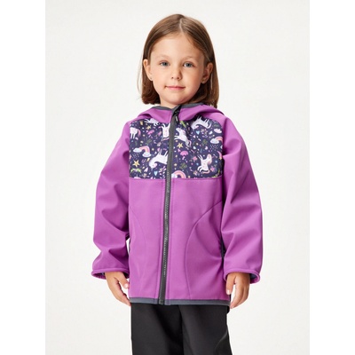 Unuo dětská softshellová bunda s fleecem Ostružinová Jednorožci