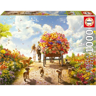 Educa Пъзел Educa от 1000 части - Количка с цветя (EDU19921)