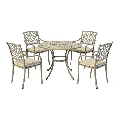 Алуминиева маса DS-AV105TT Cast aluminium - за 4 човека, диаметър 105х73 см, бежов taupe (3553578)