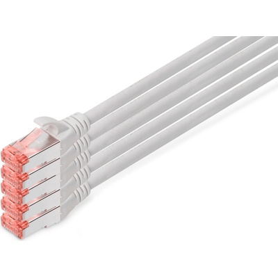 ASSMANN LAN cable Cat 6 - 10 m - 5 pieces - S/FTP shielded - gray - DK-1644-100-5