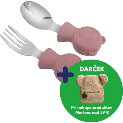 Martons Detský príbor Bear Dark pink 2 ks