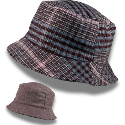 Krumlovanka oboustranný dámský klobouk Bucket Fa-57126-STA starorůžový kostka