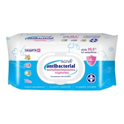 AGIVA Антибактериални влажни кърпички Agiva , 72 бр (9442020)