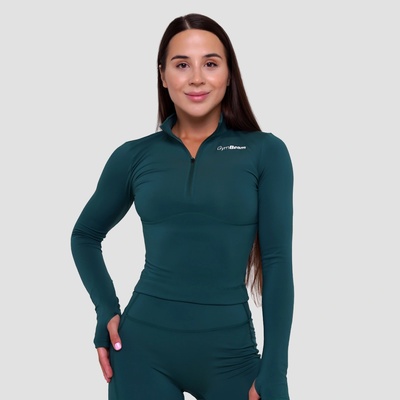GymBeam Дамски топ Ignite Crop Top Dark Green XXL