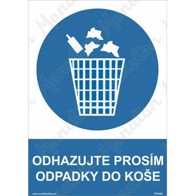 Odhazujte prosím odpadky do koše, samolepka 210 x 297 x 0,1 mm A4