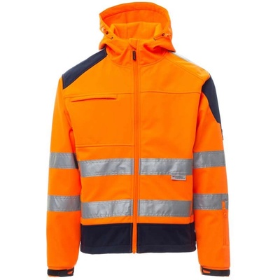 PAYPER shine 2.0 fluo s00235-0090 / Светлоотразително софтшел яке с качулка - оранжево/тъмносиньо 5xl (s002350090020115xl)