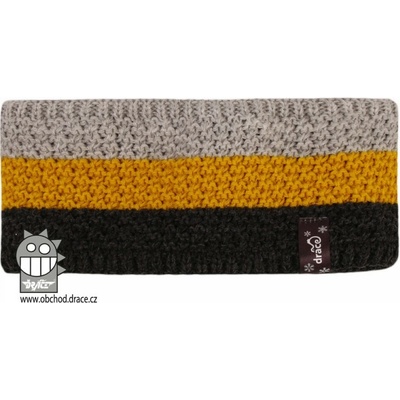 Dráče Pletená čelenka Dráča Rigi 06 šedá horčicová čierna