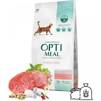 OptiMeal pre kastrované mačky s hovädzim mäsom a ciroku 10 kg
