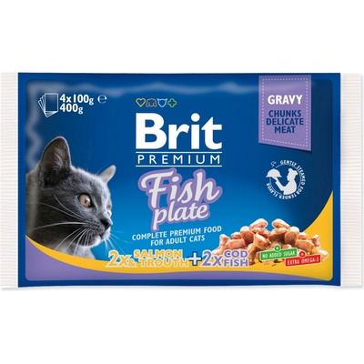 Brit Premium Cat Delicate Fillets in Gravy Cod fish, Salmon and Trout 4 x 100 g