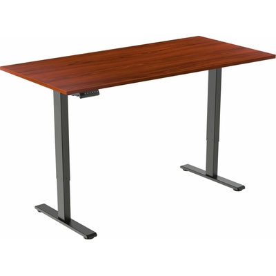 AlzaErgo Table ET2 Essential černý + deska 140×80 cm lamino kaštan