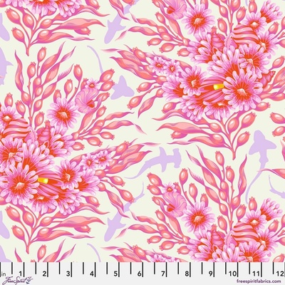 Bavlněná látka květinová růžová | Tula Pink – Floral Reef – Shadow Sharks