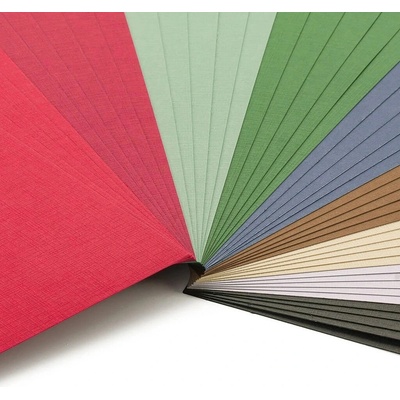 FLORENCE Jednobarevné Linen Cardstock Paper Texture/ Christmas 9 ks