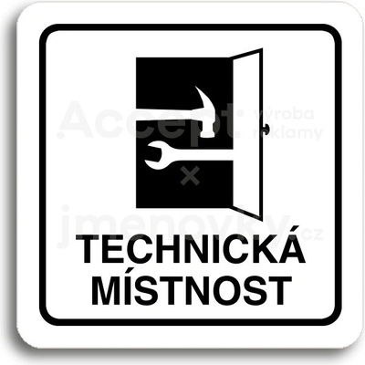 ACCEPT Piktogram technická místnost - bílá tabulka - černý tisk