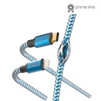 Hama 00201561 КАБЕЛ ЗА ДАННИ USB TYPE-C LIGHTNING "REFLECTIVE" 1.5M, СИНЬО (00201561)