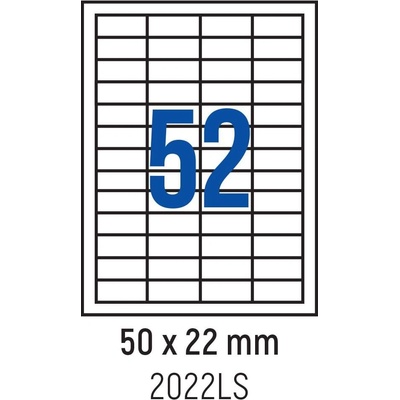 Spree Етикети лепящи 52 бр. , 50.0x22.0 мм, 100 л. , A4, кант 4 (3800884030646)