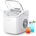 EUHOMY Ice cube machine, small ice cube machine, 9 ice cubes in 6 minutes, self-cleaning ice cube machine, with carrying handle and ice basket, 12 kg/day, suitable for kitchen, home, camping, RV, white - B0DG8Q7R6B