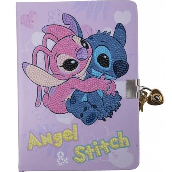 Craft Buddy Творчески комплект, Craft Buddy, Направи сам таен дневник с диамантена корица, Стич и Ейнджъл, 21 х 15 см, 5 части