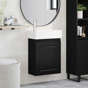 vidaXL Мивка за баня със смесител Черно 45, 5 x 22, 5 x 84 см (889502)