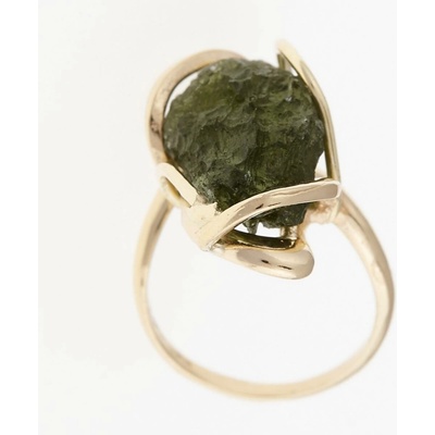 My Moldavite Zlatý prsten s přírodním vltavínem 8596