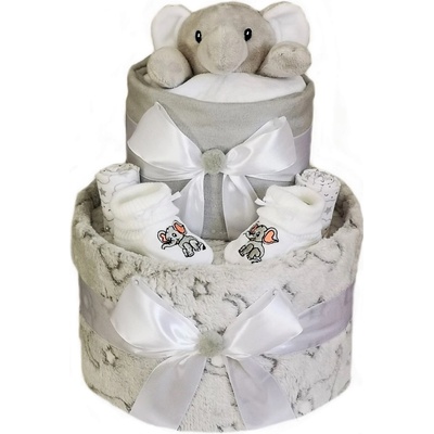 Brumlík plenkový dort dvoupatrový Slůně šedá – Zboží Dáma