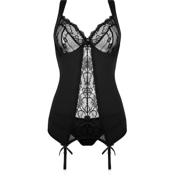 ostatní Christine 2-част отменен комплект топ с жартиера Марция - черно s/m