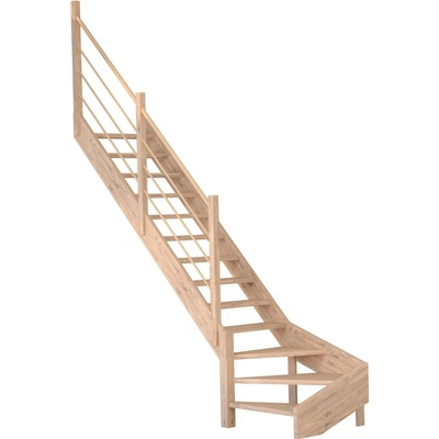 StarWood Schody Mykonos Pro dubové levé 80cm otevřené dřev. design. zábradlí