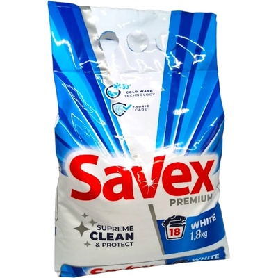 Savex прах за пране, 1, 80кг, 18 пранета, Бяло пране
