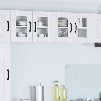 vidaXL Стенен стъклен шкаф LUCCA 2 pcs Бял гланц 60 x 31 x 40 см (884974)