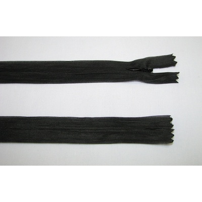 Zips krytý 3mm čierny nedeliteľný 45cm dederon