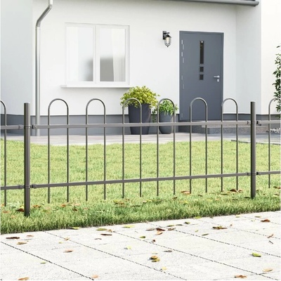 vidaXL Zahradní plot 4 pcs Šedá 6,8 x 0,6 m Práškově lakovaná ocel